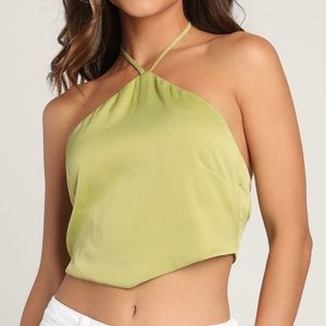 LULUS Light Green Halter Tie Back Top